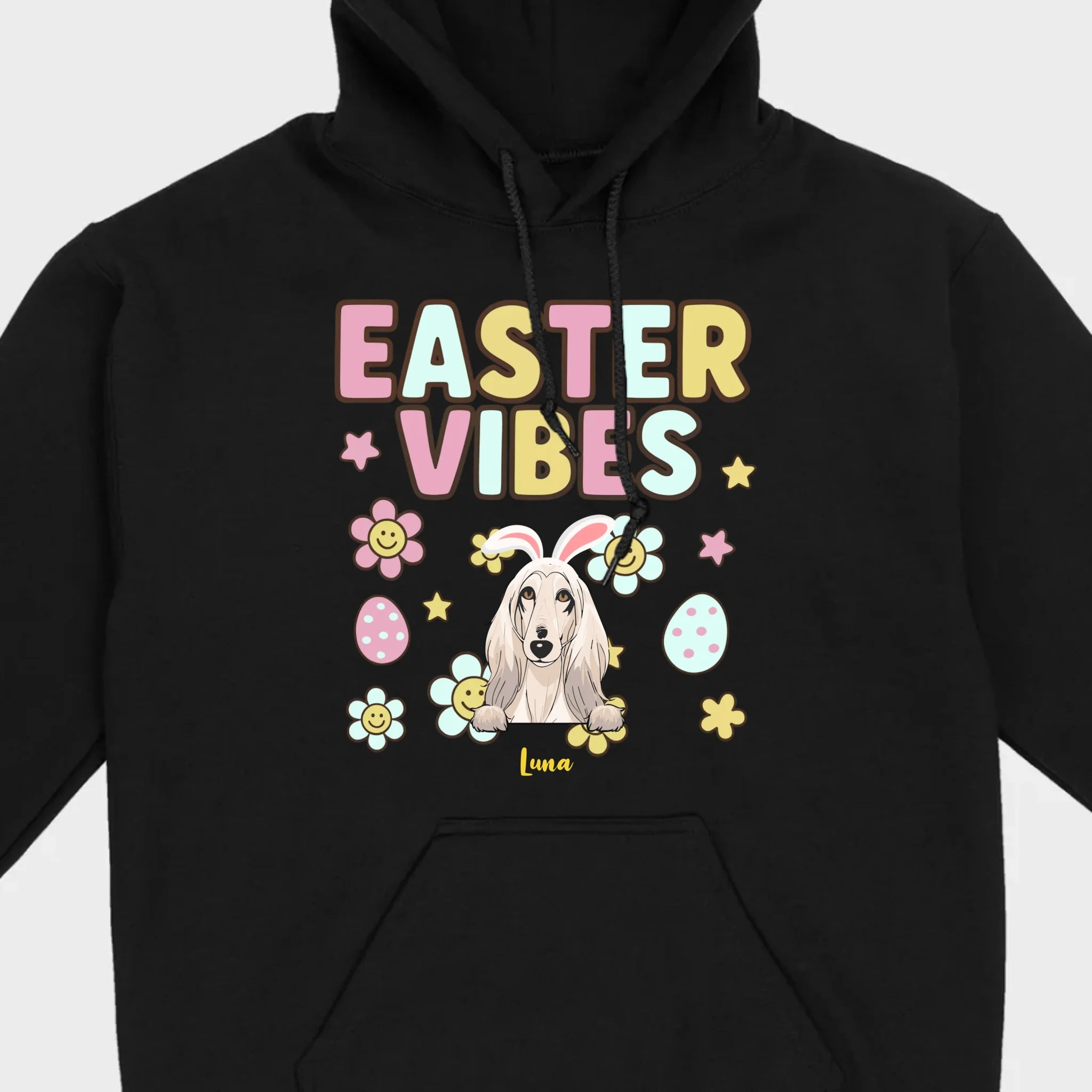 Custom Dog T-Shirt – Easter Vibes Graphic with Pet Name - 89Prints