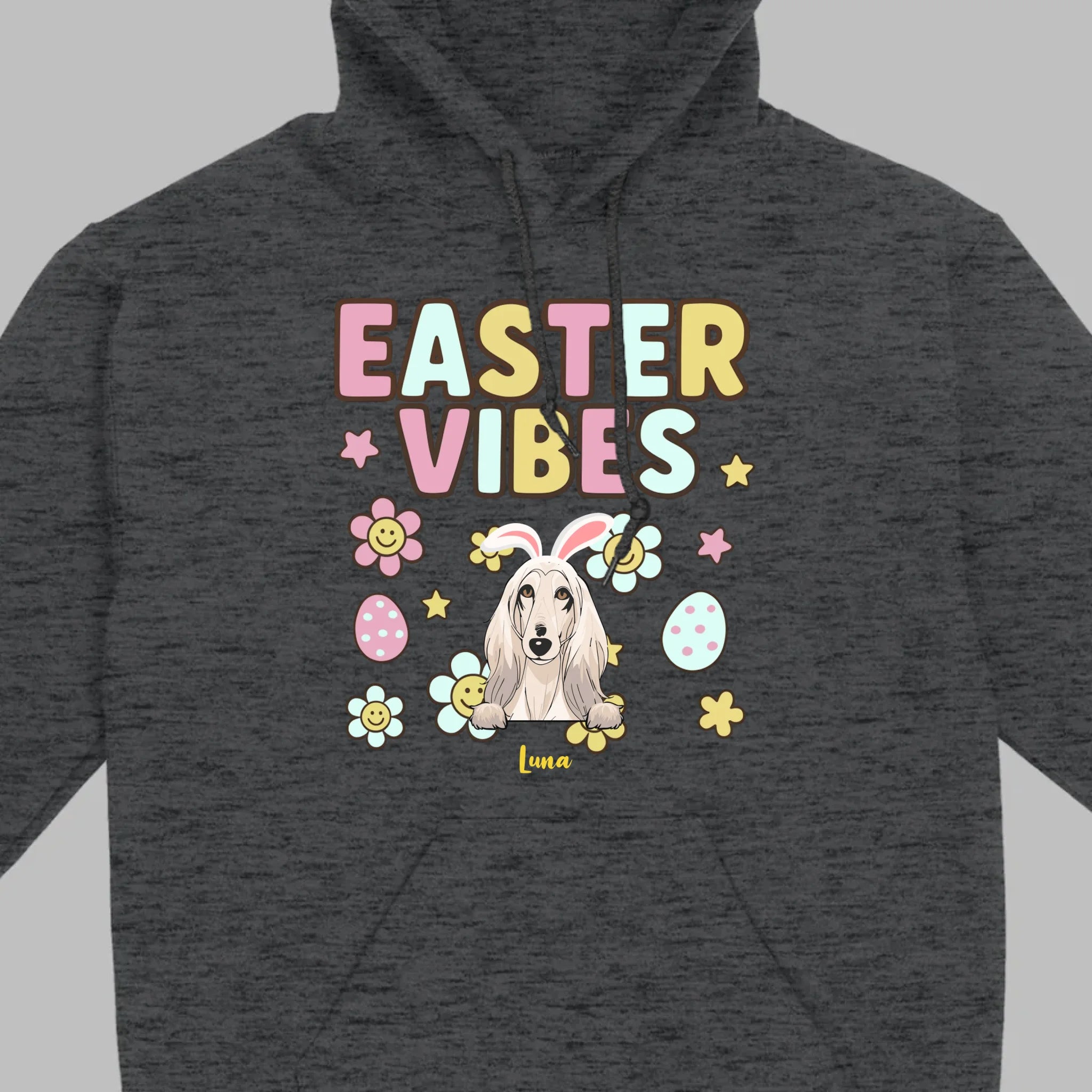 Custom Dog T-Shirt – Easter Vibes Graphic with Pet Name - 89Prints