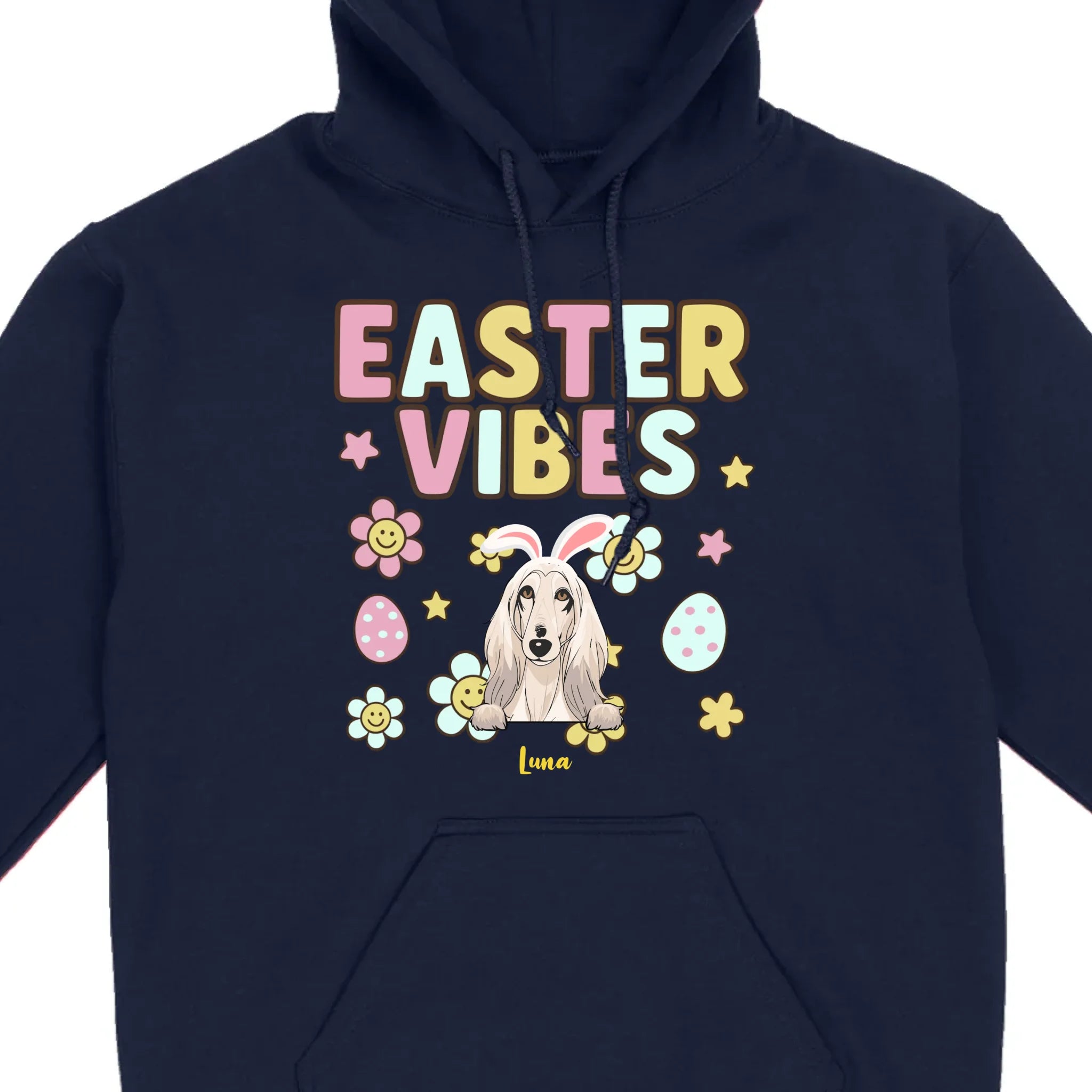 Custom Dog T-Shirt – Easter Vibes Graphic with Pet Name - 89Prints