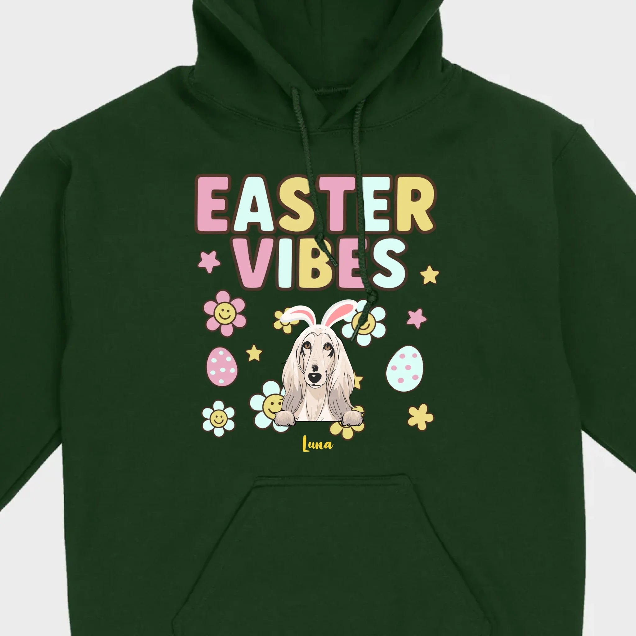 Custom Dog T-Shirt – Easter Vibes Graphic with Pet Name - 89Prints