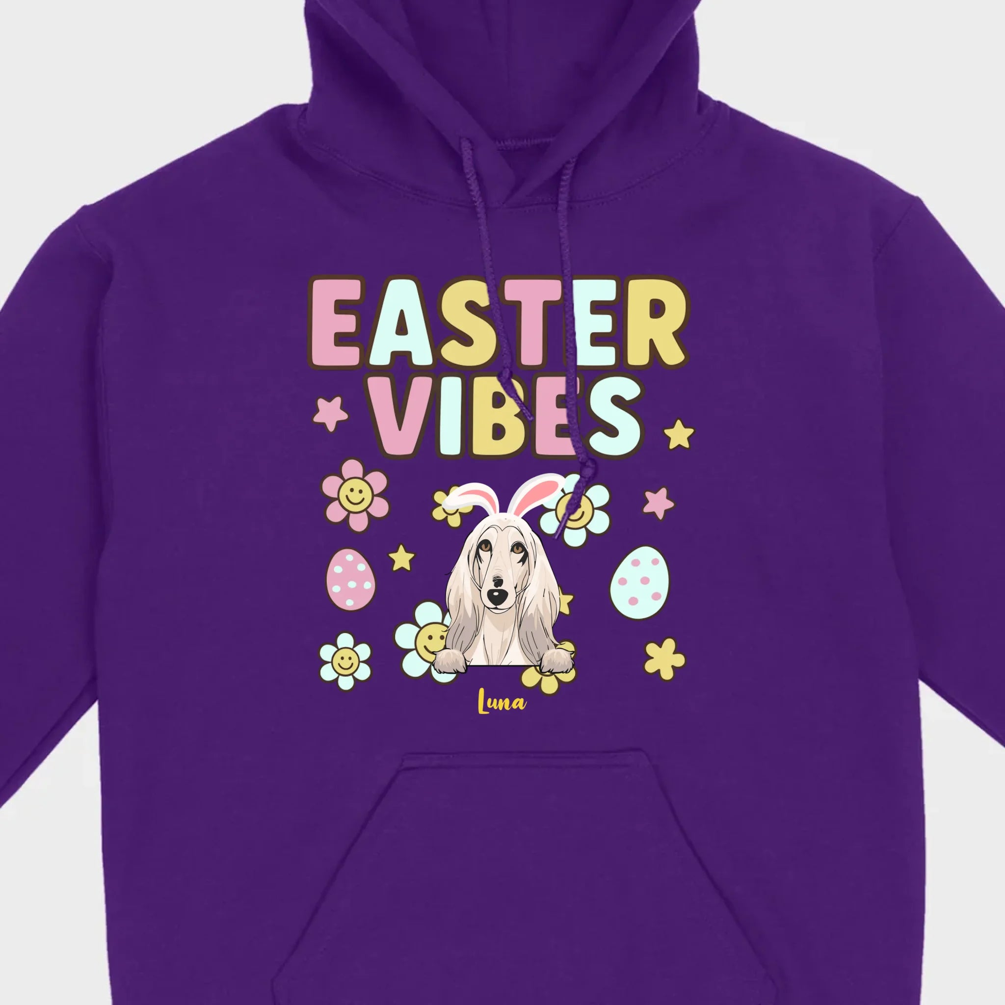 Custom Dog T-Shirt – Easter Vibes Graphic with Pet Name - 89Prints