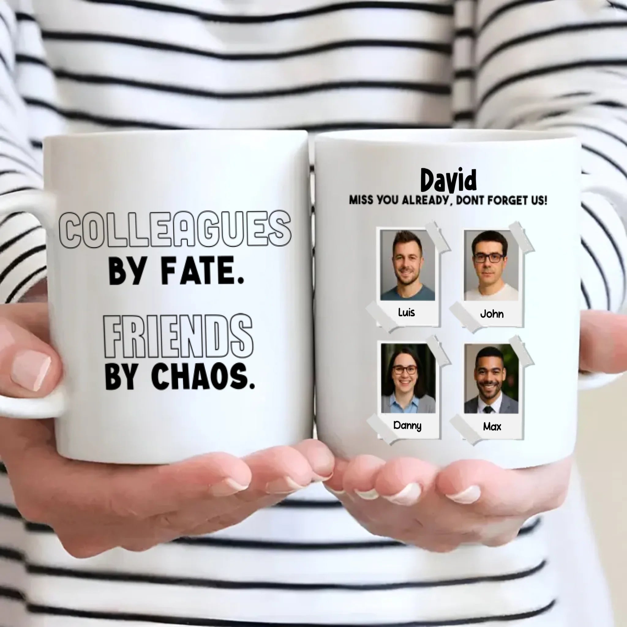 Retirement Mug Gift “Colleagues by Fate, Friends by Chaos” Wishing Happiness and Joy - 89Prints