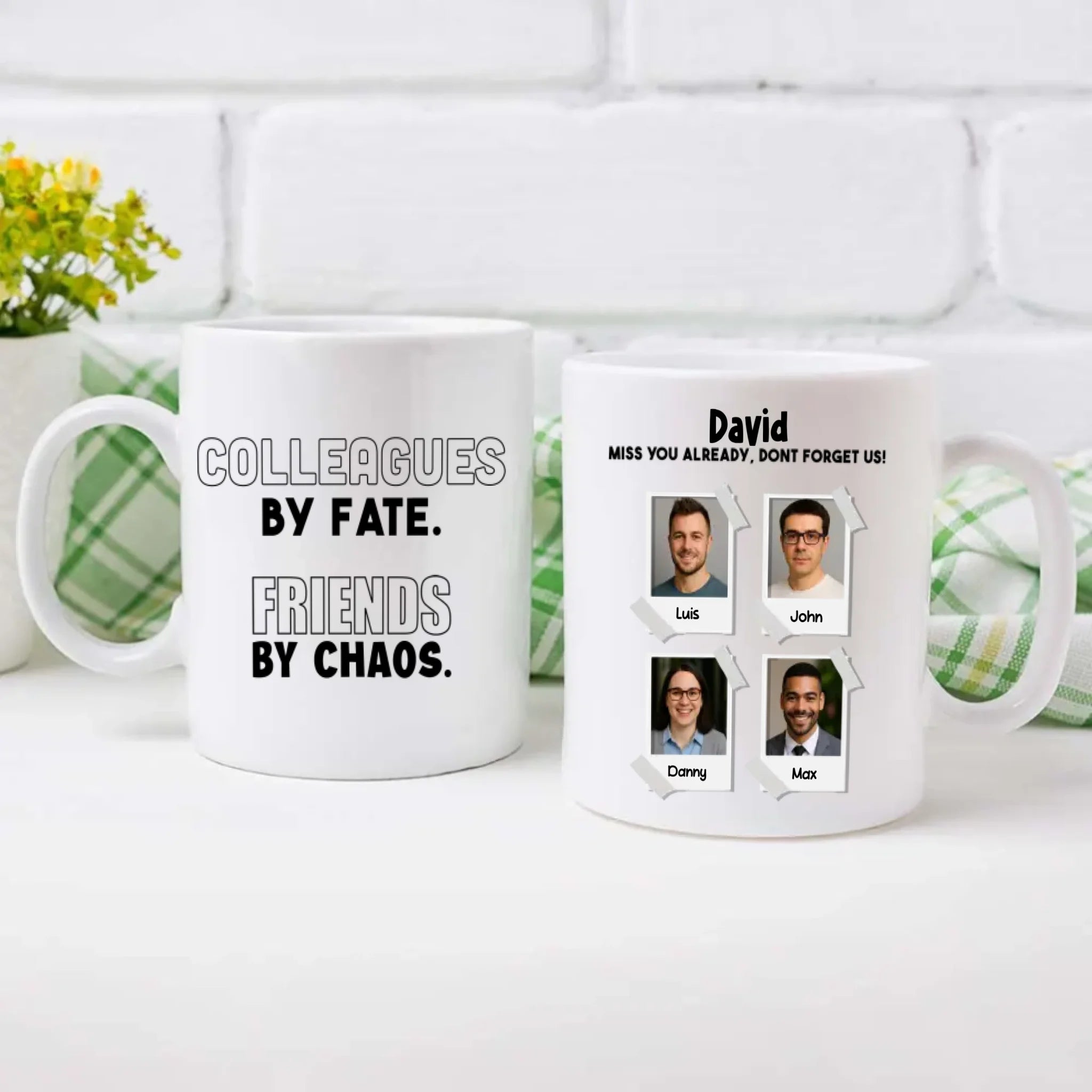 Retirement Mug Gift “Colleagues by Fate, Friends by Chaos” Wishing Happiness and Joy - 89Prints