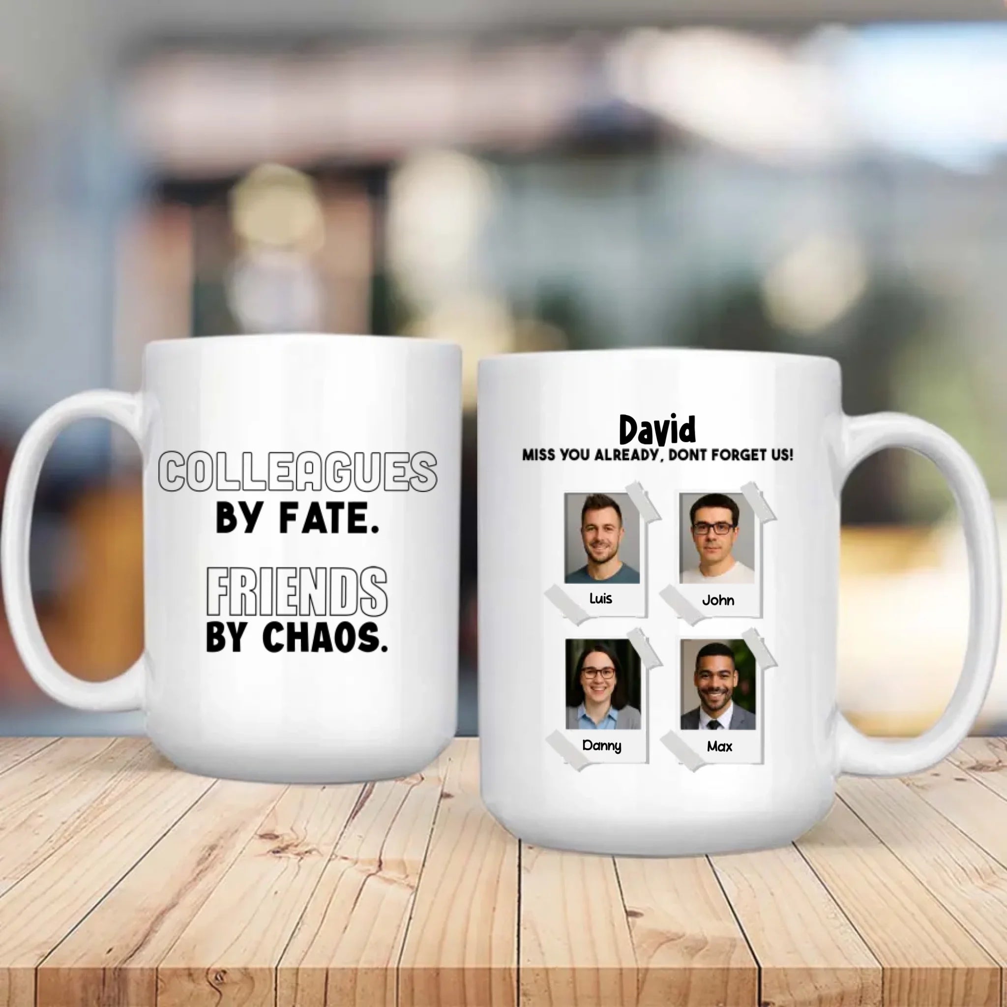 Retirement Mug Gift “Colleagues by Fate, Friends by Chaos” Wishing Happiness and Joy - 89Prints