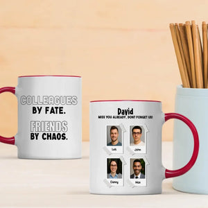 Retirement Mug Gift “Colleagues by Fate, Friends by Chaos” Wishing Happiness and Joy - 89Prints