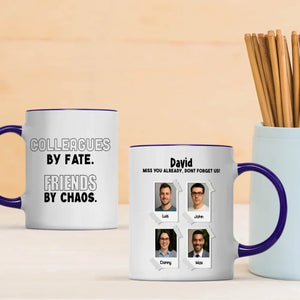 Retirement Mug Gift “Colleagues by Fate, Friends by Chaos” Wishing Happiness and Joy - 89Prints