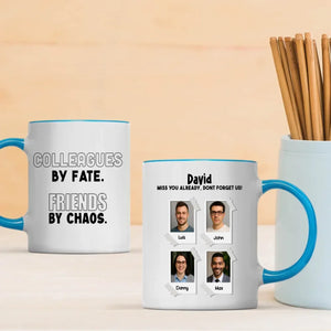Retirement Mug Gift “Colleagues by Fate, Friends by Chaos” Wishing Happiness and Joy - 89Prints
