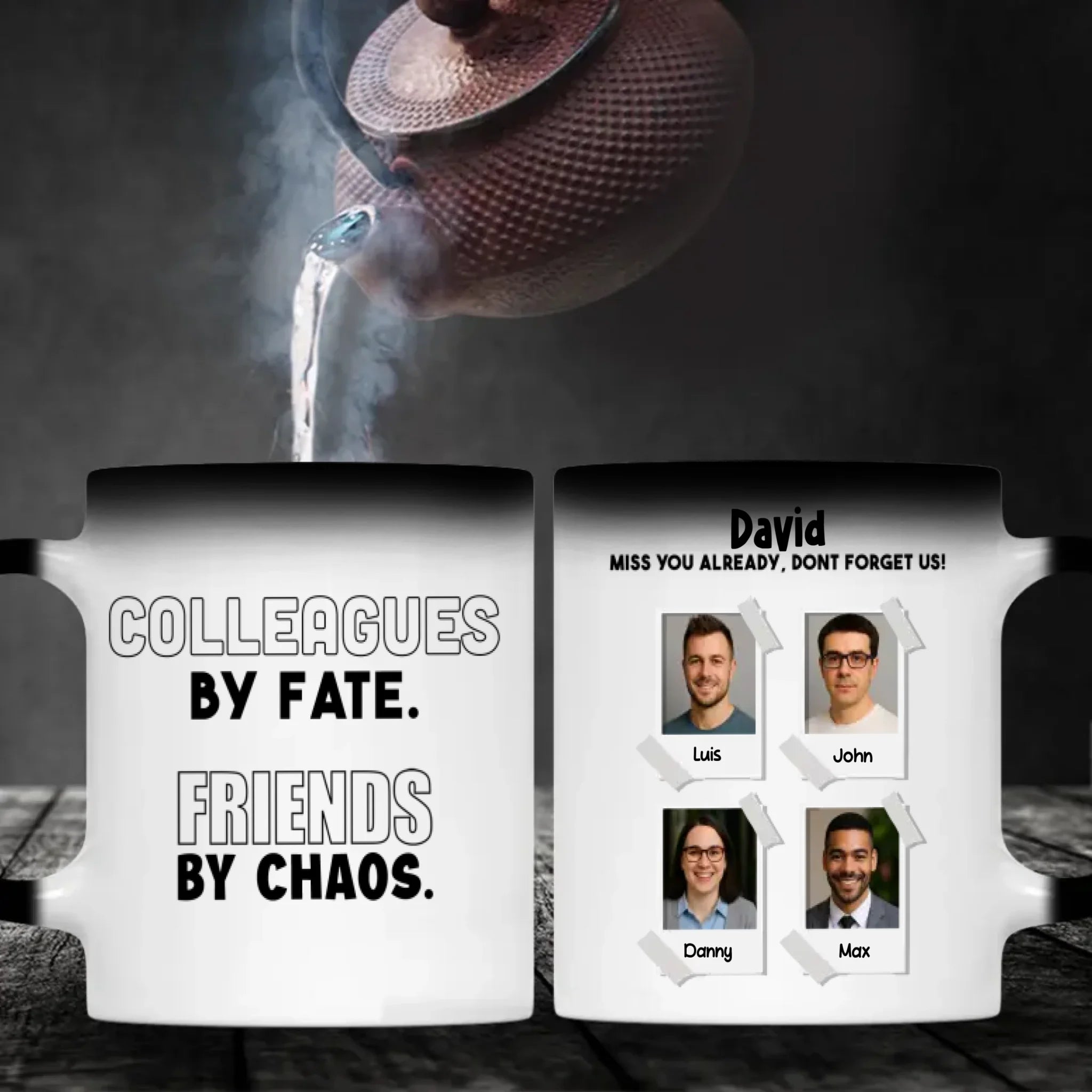 Retirement Mug Gift “Colleagues by Fate, Friends by Chaos” Wishing Happiness and Joy - 89Prints