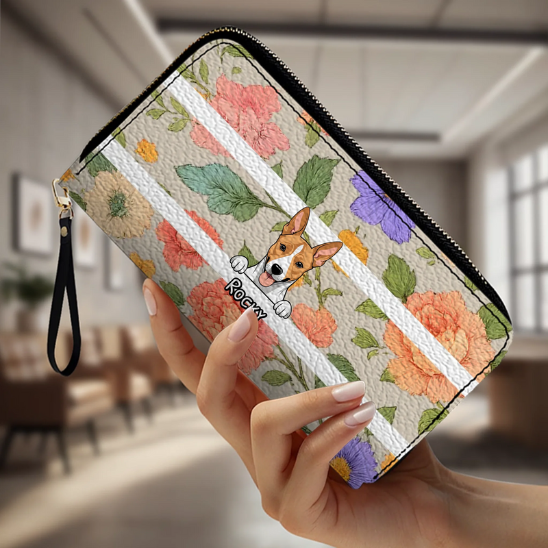 The Chic Floral Print Personalized Pet Wallet - Spring Custom Gift for Her - 89Prints