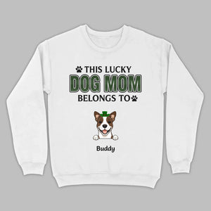 Personalized “This Lucky Dog Mom Belongs To” St. Patrick’s Shirt – Custom Dog Name - 89Prints