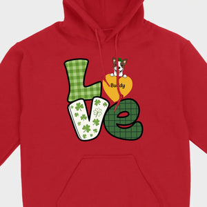 St. Patrick’s LOVE Dog Shirt – Custom Pet Name & Green Clover Design - 89Prints