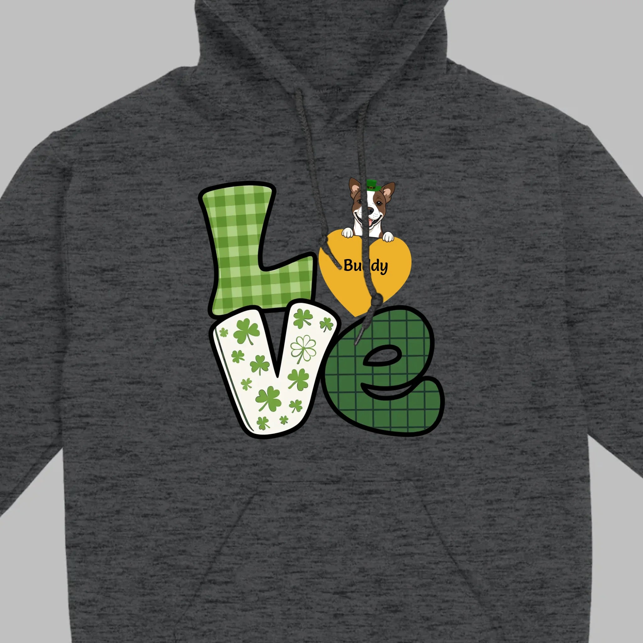 St. Patrick’s LOVE Dog Shirt – Custom Pet Name & Green Clover Design - 89Prints