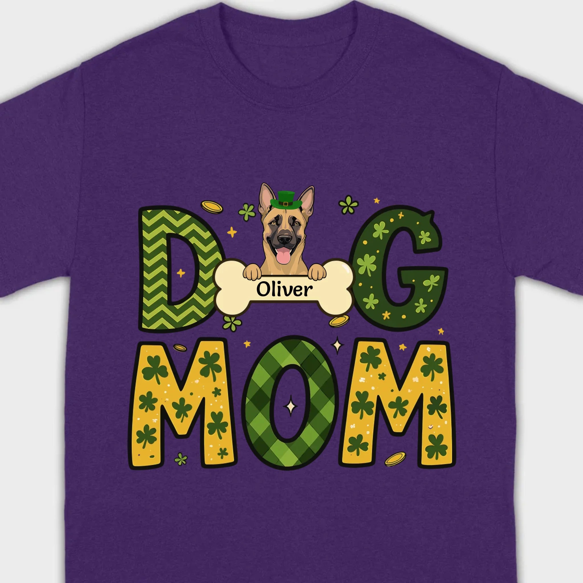 Cute Personalized “Dog Mom” Hoodie with Custom Dog & Name – St. Patrick’s Day Theme - 89Prints