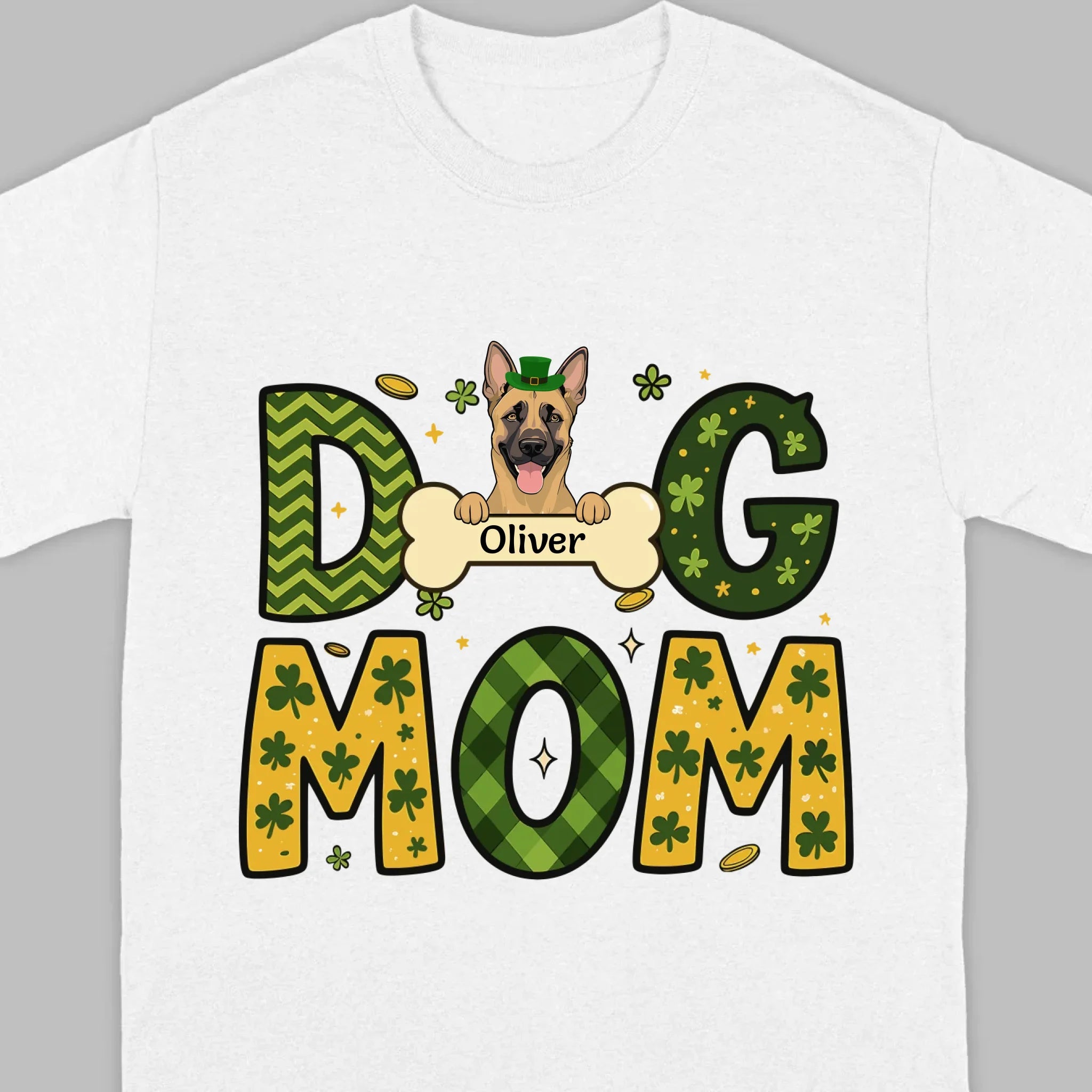 Cute Personalized “Dog Mom” Hoodie with Custom Dog & Name – St. Patrick’s Day Theme - 89Prints