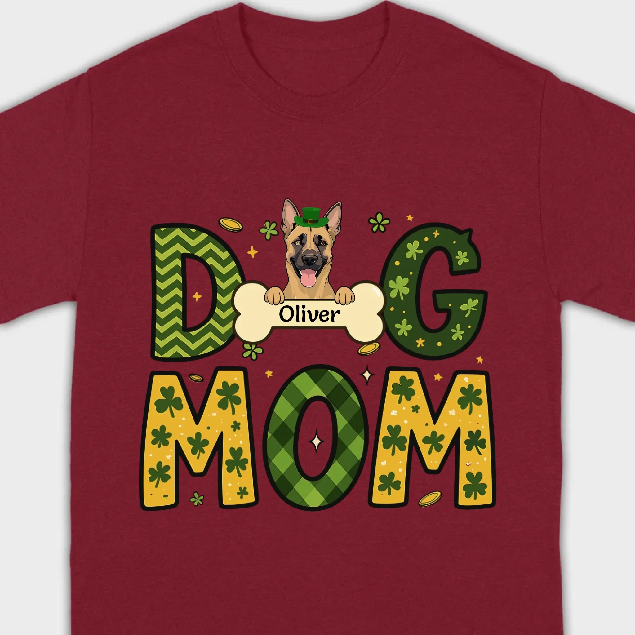 Cute Personalized “Dog Mom” Hoodie with Custom Dog & Name – St. Patrick’s Day Theme - 89Prints