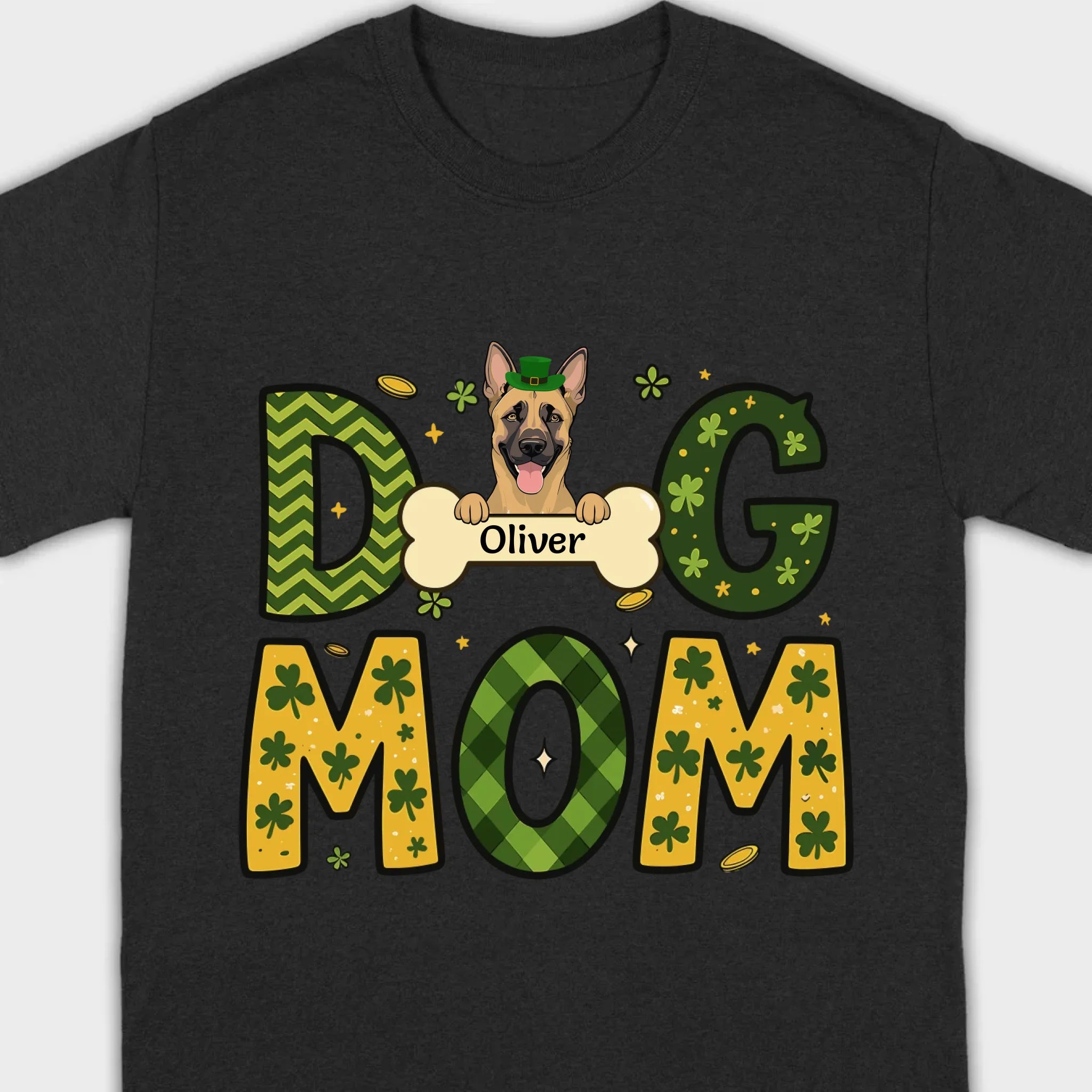 Cute Personalized “Dog Mom” Hoodie with Custom Dog & Name – St. Patrick’s Day Theme - 89Prints
