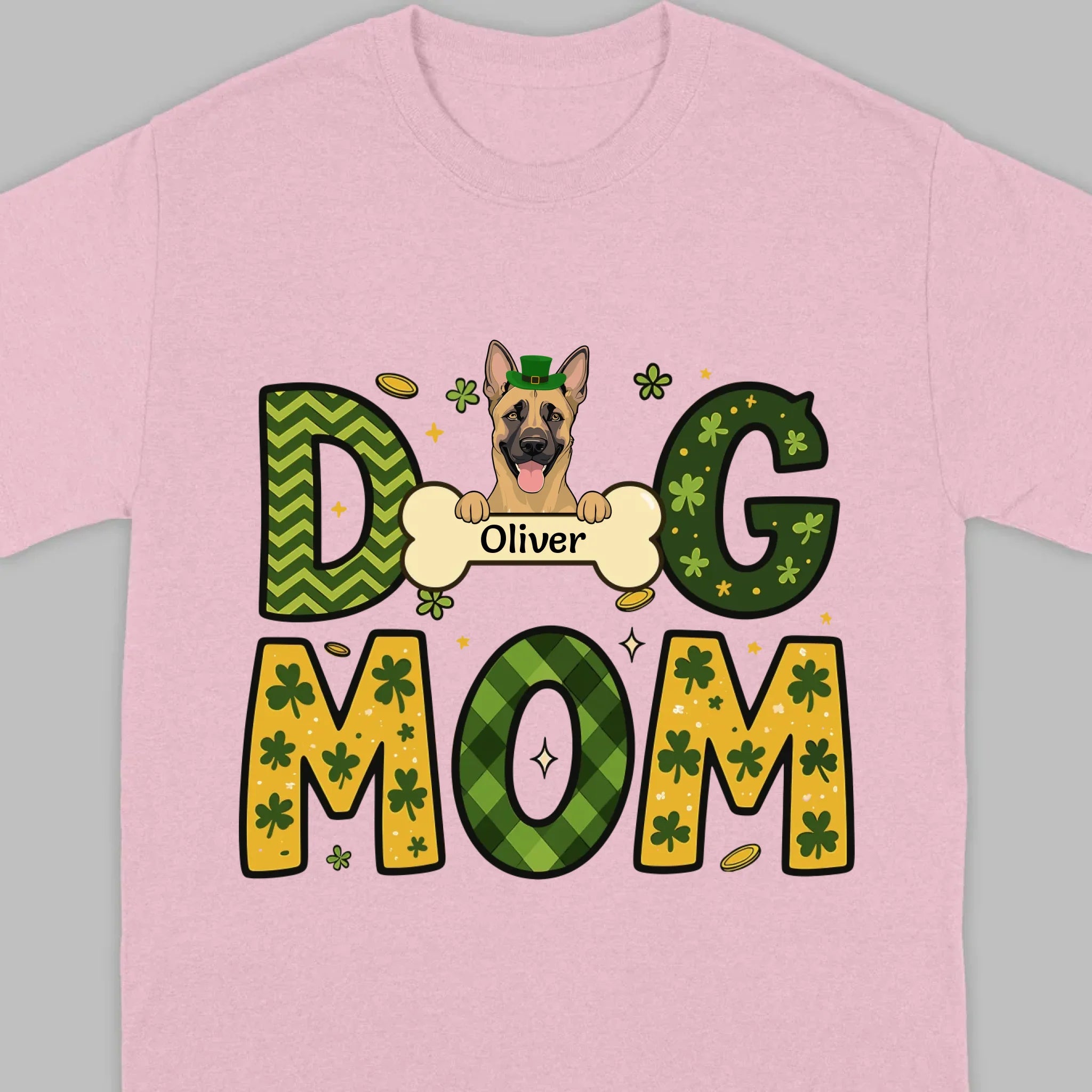 Cute Personalized “Dog Mom” Hoodie with Custom Dog & Name – St. Patrick’s Day Theme - 89Prints