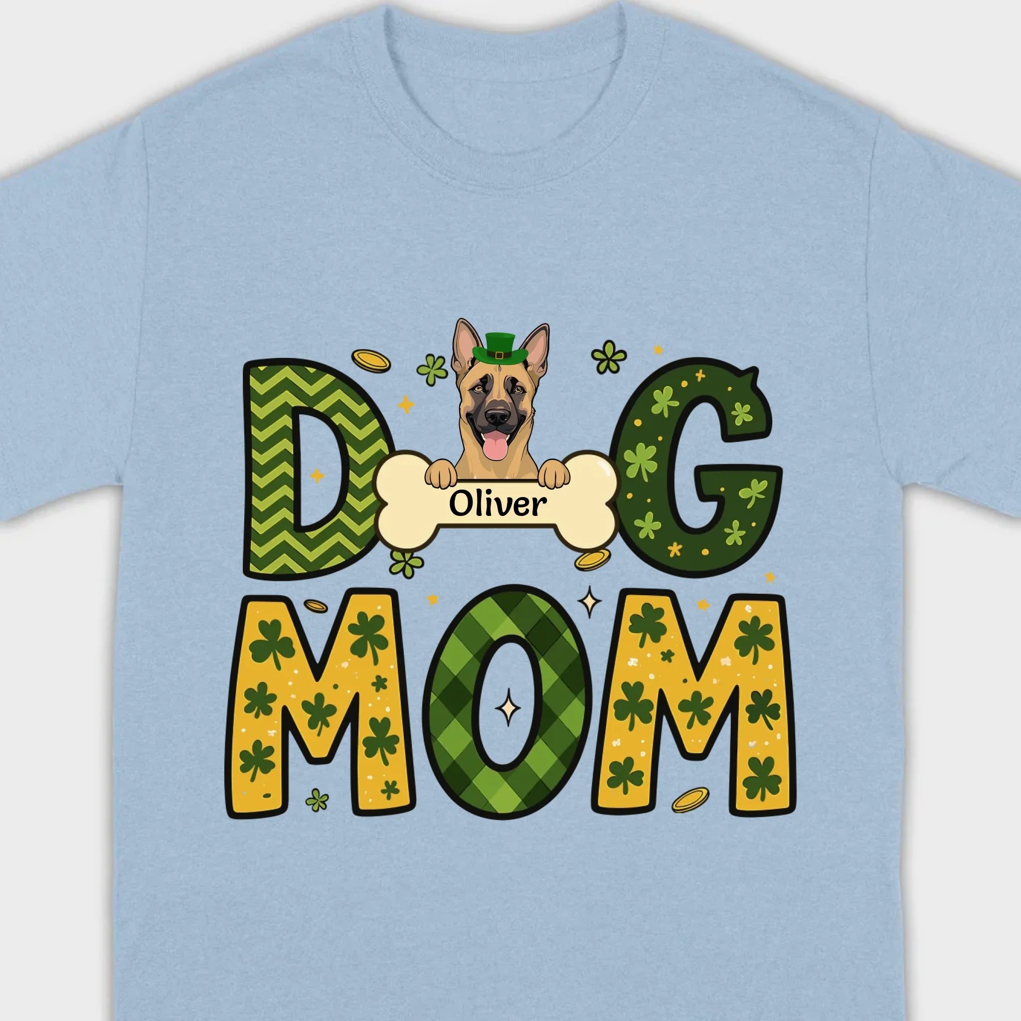 Cute Personalized “Dog Mom” Hoodie with Custom Dog & Name – St. Patrick’s Day Theme - 89Prints