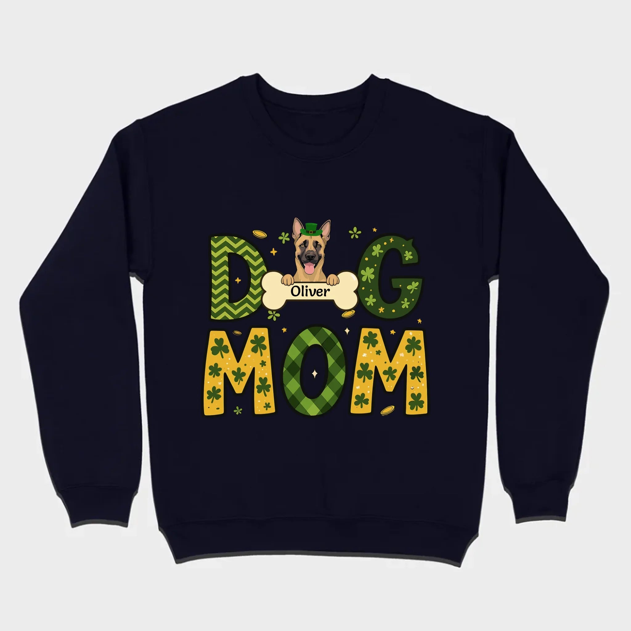 Cute Personalized “Dog Mom” Hoodie with Custom Dog & Name – St. Patrick’s Day Theme - 89Prints