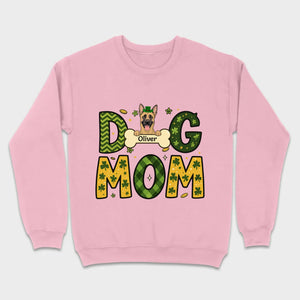 Cute Personalized “Dog Mom” Hoodie with Custom Dog & Name – St. Patrick’s Day Theme - 89Prints