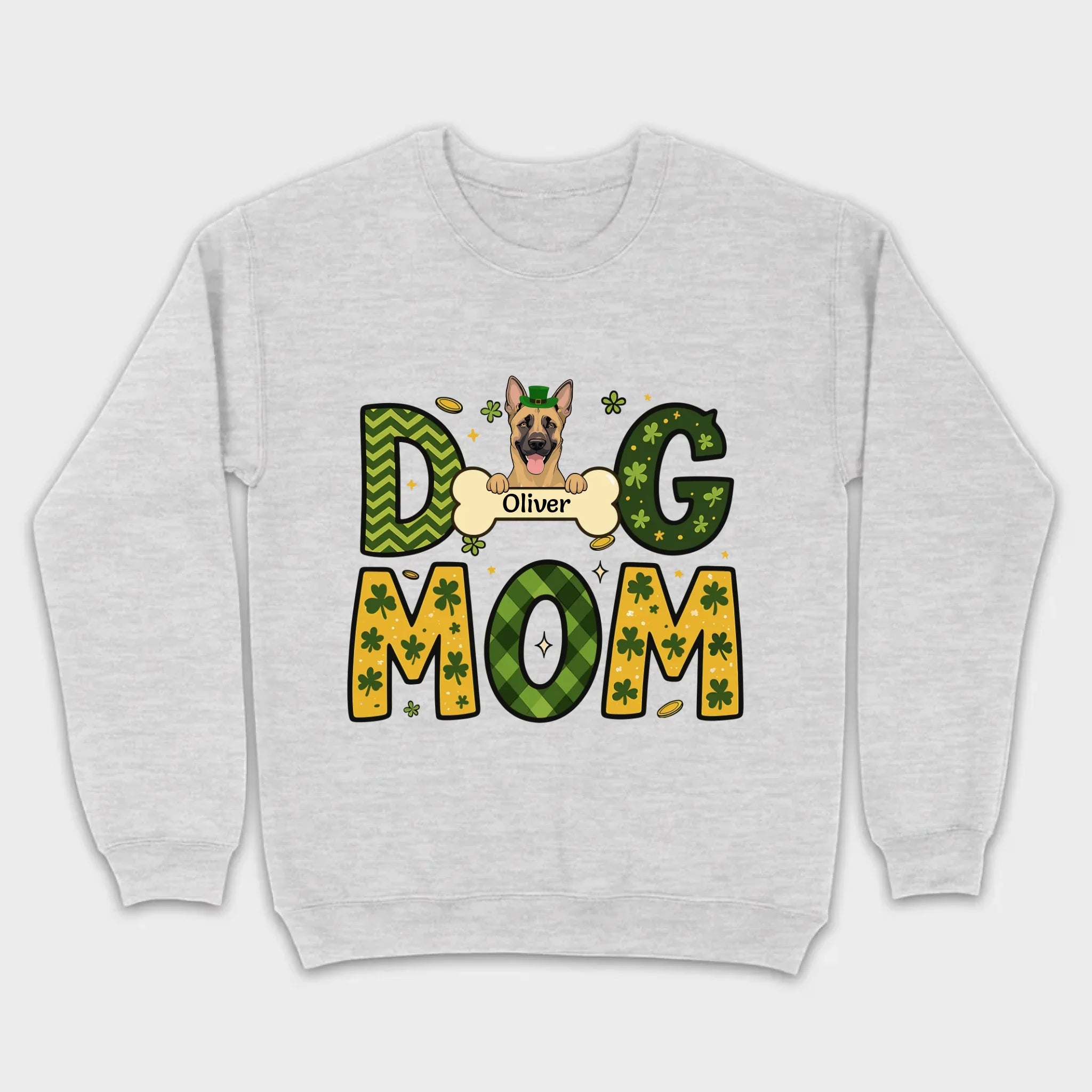 Cute Personalized “Dog Mom” Hoodie with Custom Dog & Name – St. Patrick’s Day Theme - 89Prints