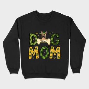Cute Personalized “Dog Mom” Hoodie with Custom Dog & Name – St. Patrick’s Day Theme - 89Prints