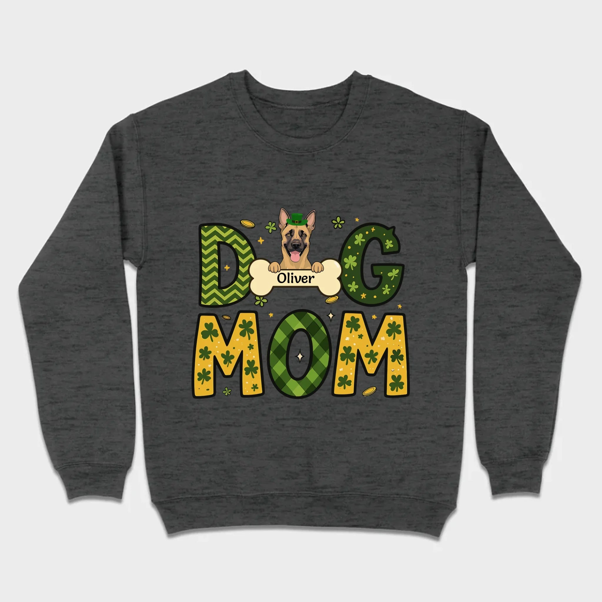 Cute Personalized “Dog Mom” Hoodie with Custom Dog & Name – St. Patrick’s Day Theme - 89Prints
