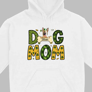 Cute Personalized “Dog Mom” Hoodie with Custom Dog & Name – St. Patrick’s Day Theme - 89Prints
