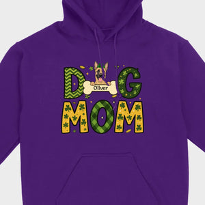Cute Personalized “Dog Mom” Hoodie with Custom Dog & Name – St. Patrick’s Day Theme - 89Prints