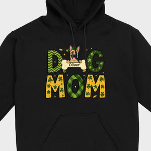 Cute Personalized “Dog Mom” Hoodie with Custom Dog & Name – St. Patrick’s Day Theme - 89Prints