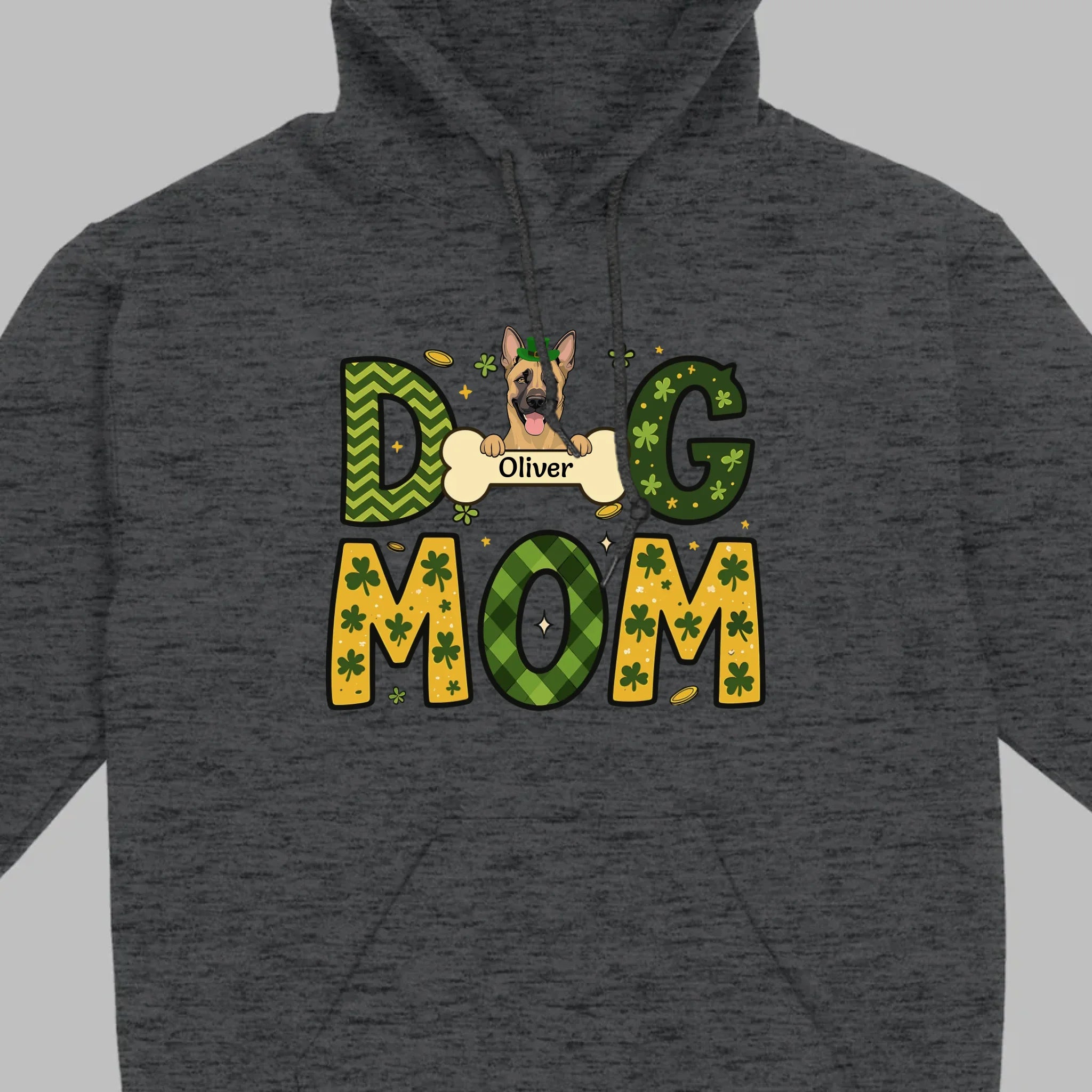 Cute Personalized “Dog Mom” Hoodie with Custom Dog & Name – St. Patrick’s Day Theme - 89Prints