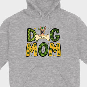 Cute Personalized “Dog Mom” Hoodie with Custom Dog & Name – St. Patrick’s Day Theme - 89Prints