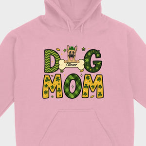 Cute Personalized “Dog Mom” Hoodie with Custom Dog & Name – St. Patrick’s Day Theme - 89Prints