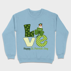 Personalized LOVE Shamrock Shirt with Custom Dog for St. Patrick’s Day - 89Prints