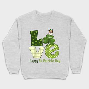 Personalized LOVE Shamrock Shirt with Custom Dog for St. Patrick’s Day - 89Prints