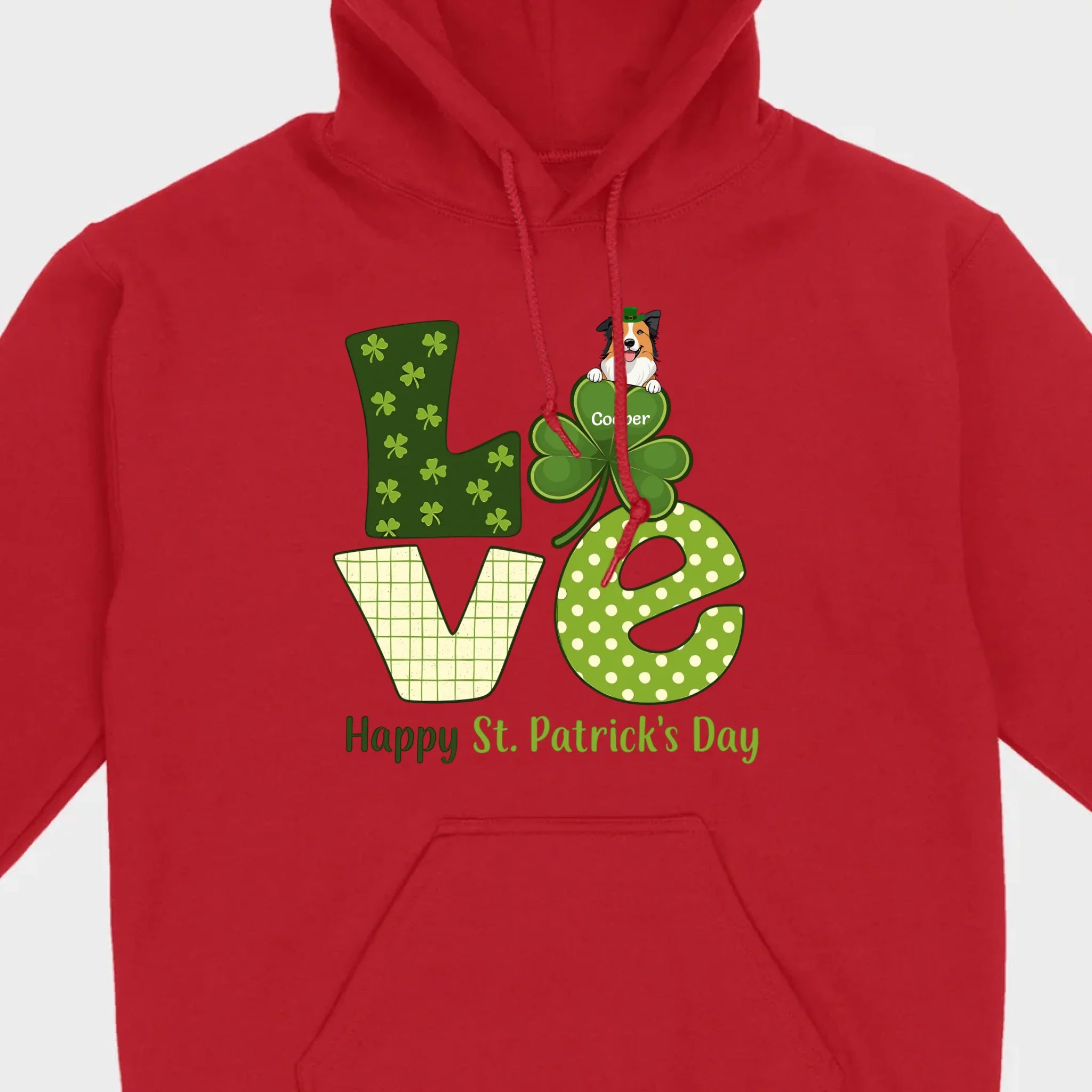 Personalized LOVE Shamrock Shirt with Custom Dog for St. Patrick’s Day - 89Prints