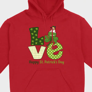 Personalized LOVE Shamrock Shirt with Custom Dog for St. Patrick’s Day - 89Prints
