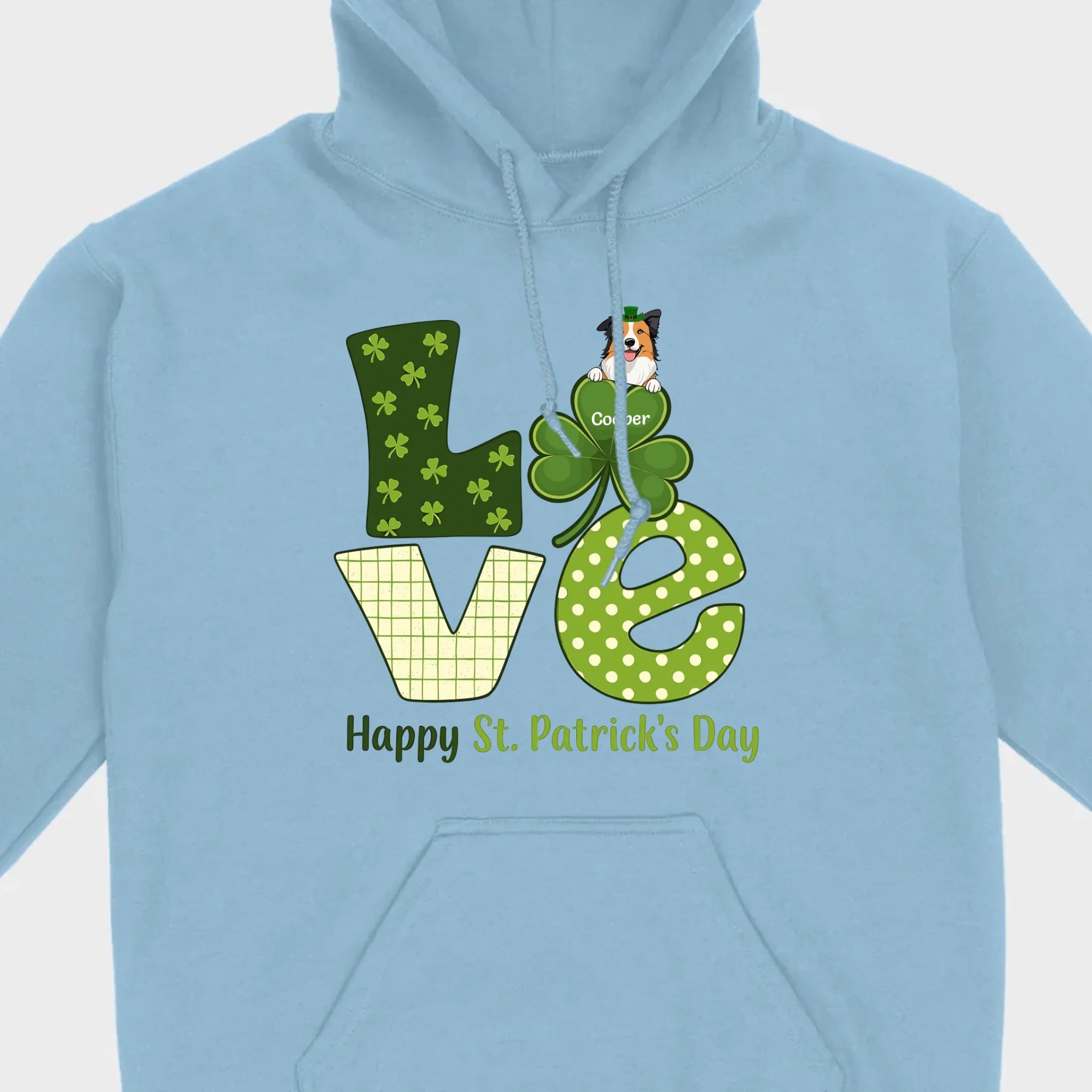 Personalized LOVE Shamrock Shirt with Custom Dog for St. Patrick’s Day - 89Prints