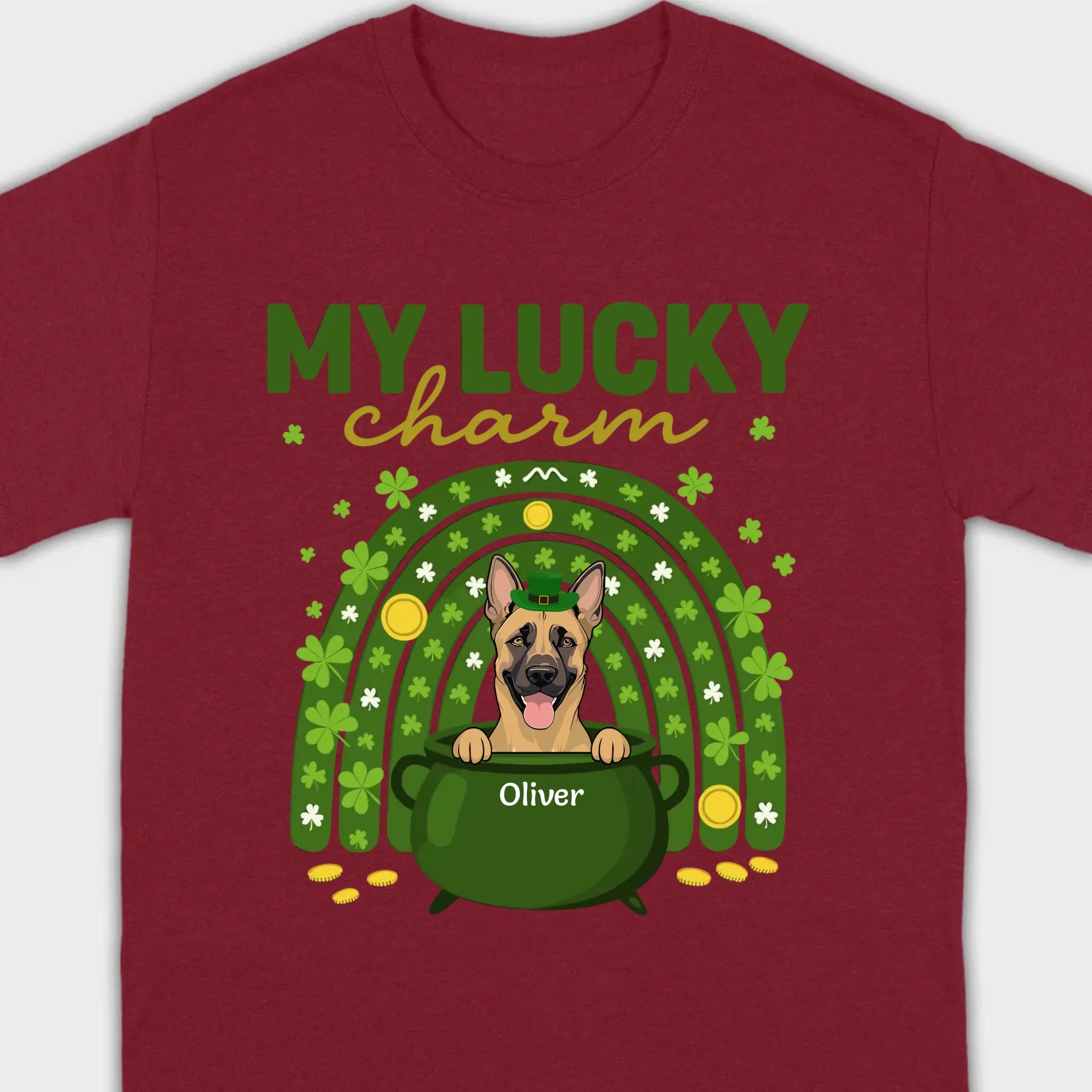 Dog T-Shirt for St. Patrick’s Day – 'My Lucky Charm' Clover Design - 89Prints