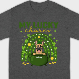 Dog T-Shirt for St. Patrick’s Day – 'My Lucky Charm' Clover Design - 89Prints