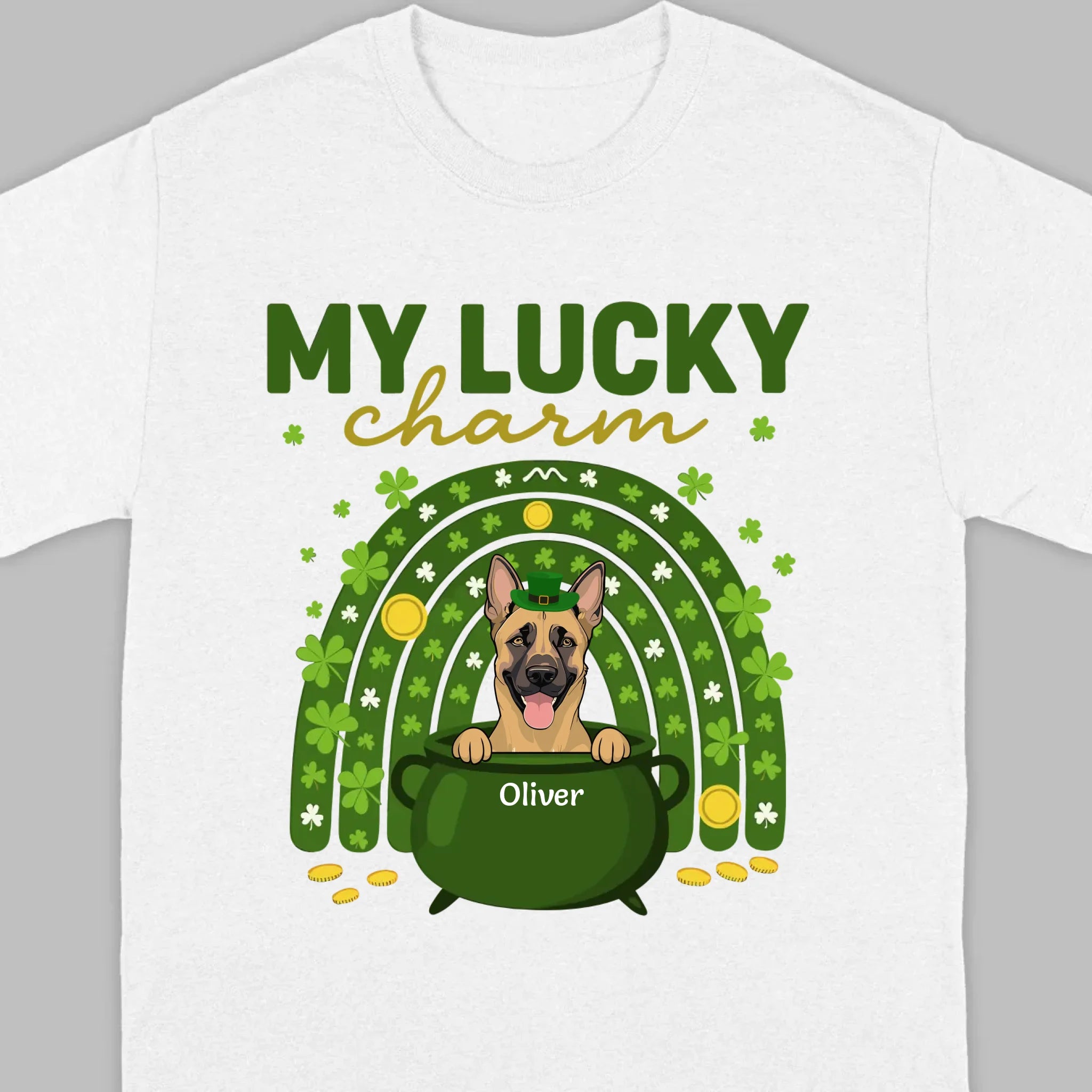 Dog T-Shirt for St. Patrick’s Day – 'My Lucky Charm' Clover Design - 89Prints