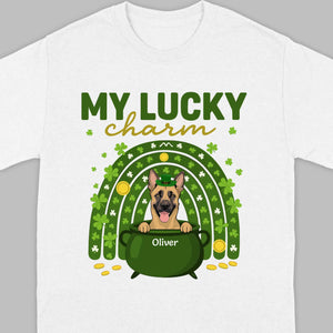 Dog T-Shirt for St. Patrick’s Day – 'My Lucky Charm' Clover Design - 89Prints