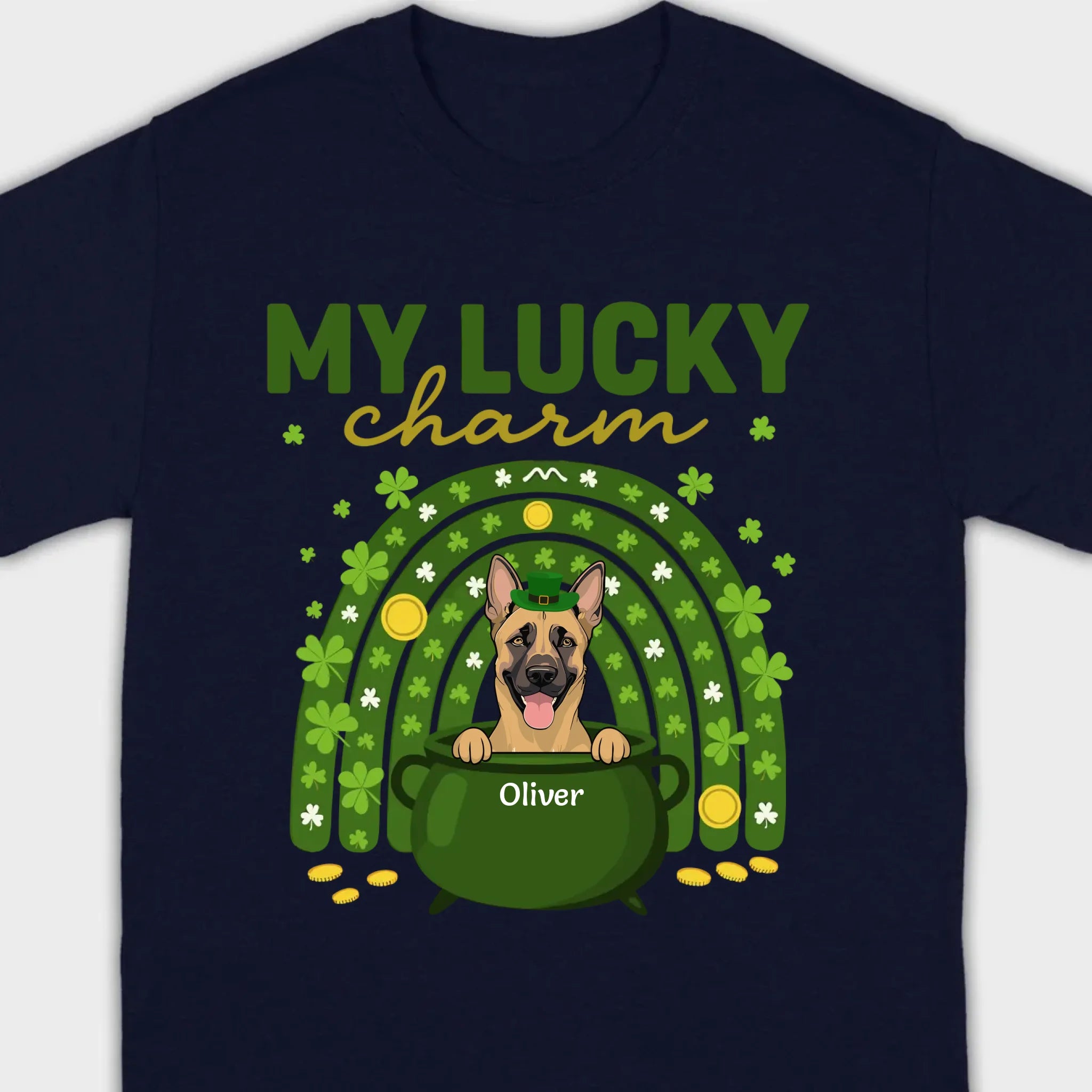 Dog T-Shirt for St. Patrick’s Day – 'My Lucky Charm' Clover Design - 89Prints