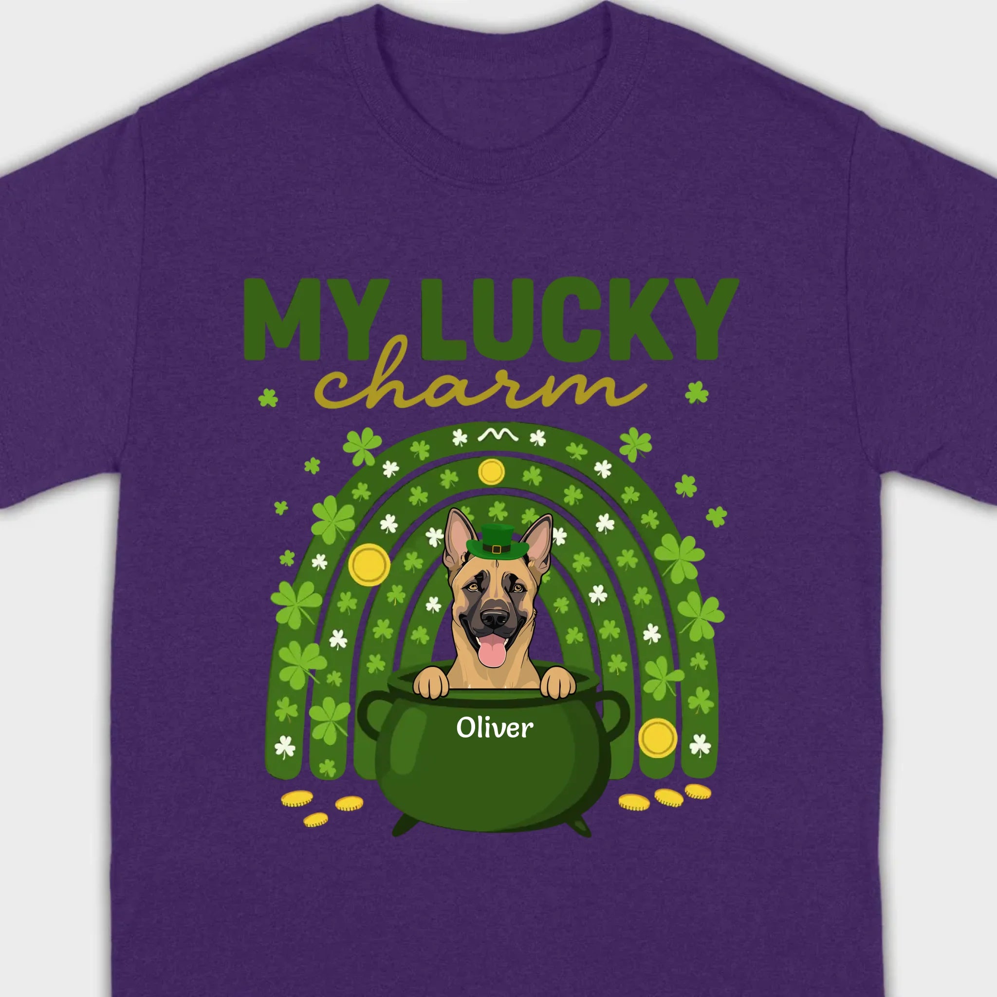 Dog T-Shirt for St. Patrick’s Day – 'My Lucky Charm' Clover Design - 89Prints