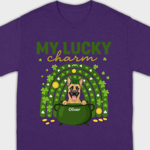 Dog T-Shirt for St. Patrick’s Day – 'My Lucky Charm' Clover Design - 89Prints