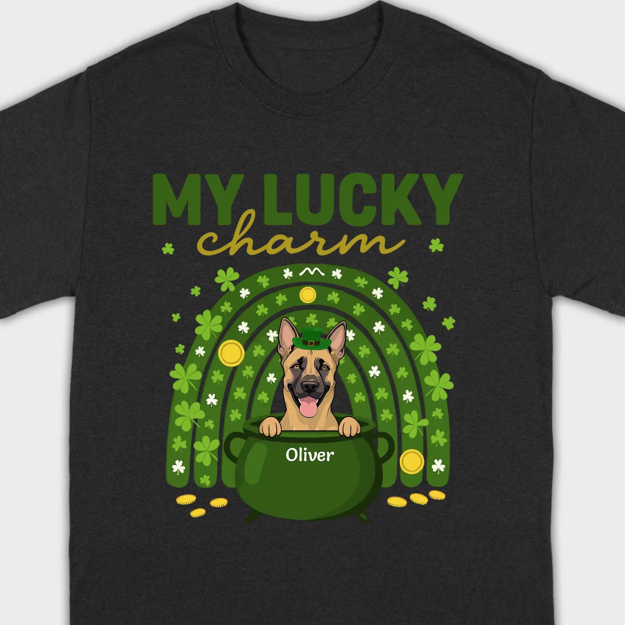 Dog T-Shirt for St. Patrick’s Day – 'My Lucky Charm' Clover Design - 89Prints
