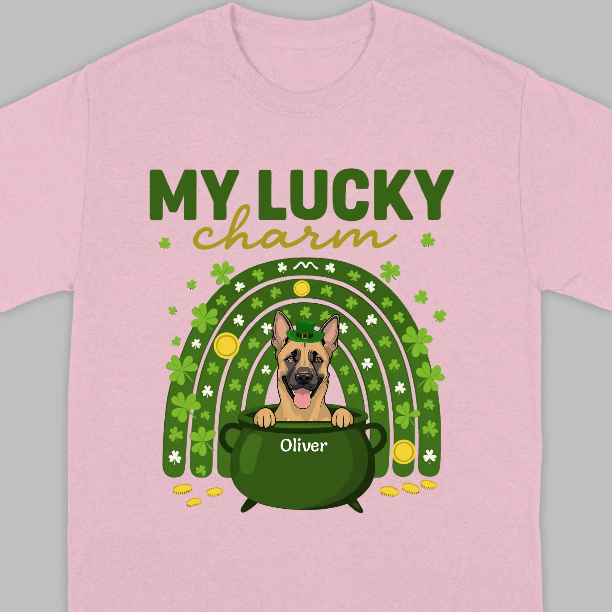 Dog T-Shirt for St. Patrick’s Day – 'My Lucky Charm' Clover Design - 89Prints