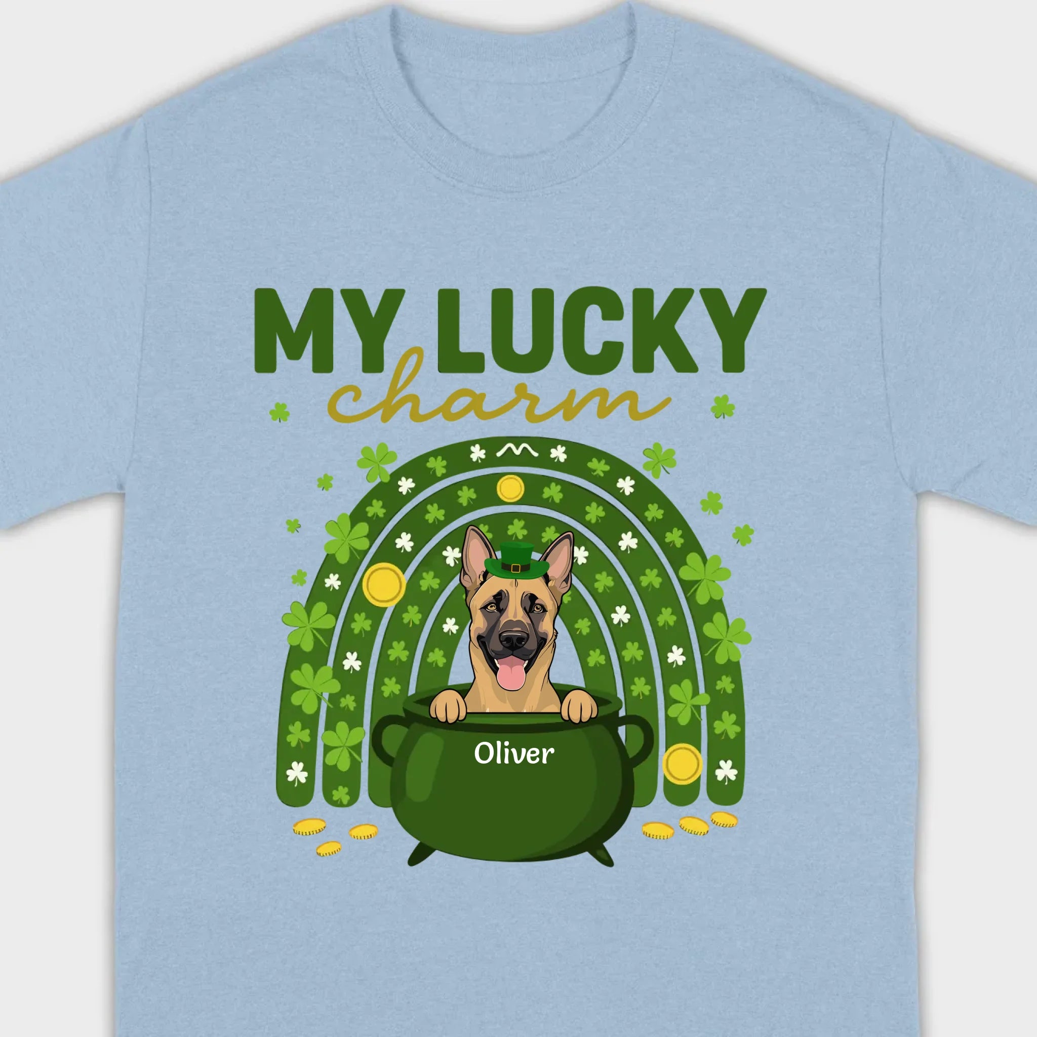 Dog T-Shirt for St. Patrick’s Day – 'My Lucky Charm' Clover Design - 89Prints