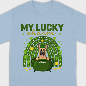 Dog T-Shirt for St. Patrick’s Day – 'My Lucky Charm' Clover Design - 89Prints