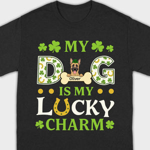 Cute “My Dog Is My Lucky Charm” Personalized St. Patrick’s Tee - 89Prints
